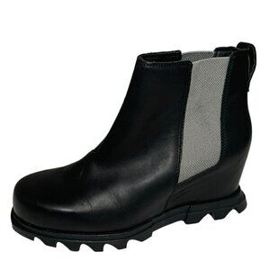 Sorel Joan of Artic Wedge III Womens Size 9.5 Waterproof Chelsea Boots Black